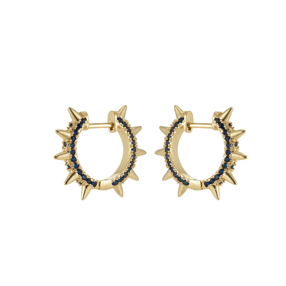 24k Gold Filled Spike Hoops, Studded Hoop Earring Set, Huggie Hoops, Micro Pave Studded Spike P-135 ~ P-140