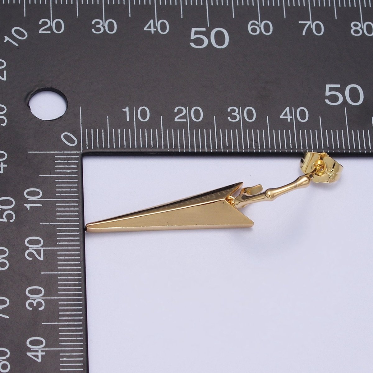 24K Gold Filled Spiked Drop Bamboo C Shaped Hoop Geometric Stud Earrings | V-005 - DLUXCA