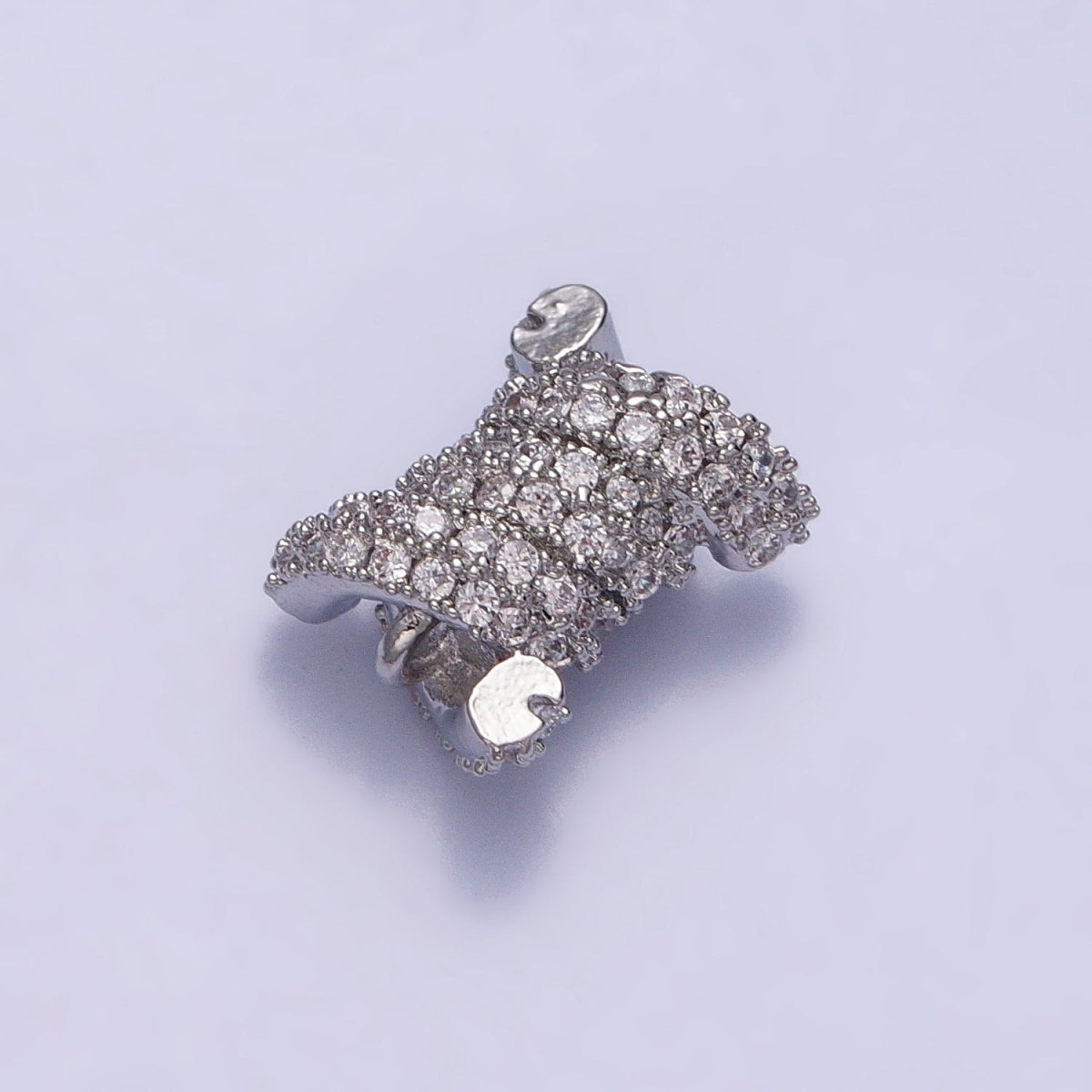 24K Gold Filled Spiral Tube Clear Micro Paved CZ Connector in Gold & Silver | Y-786