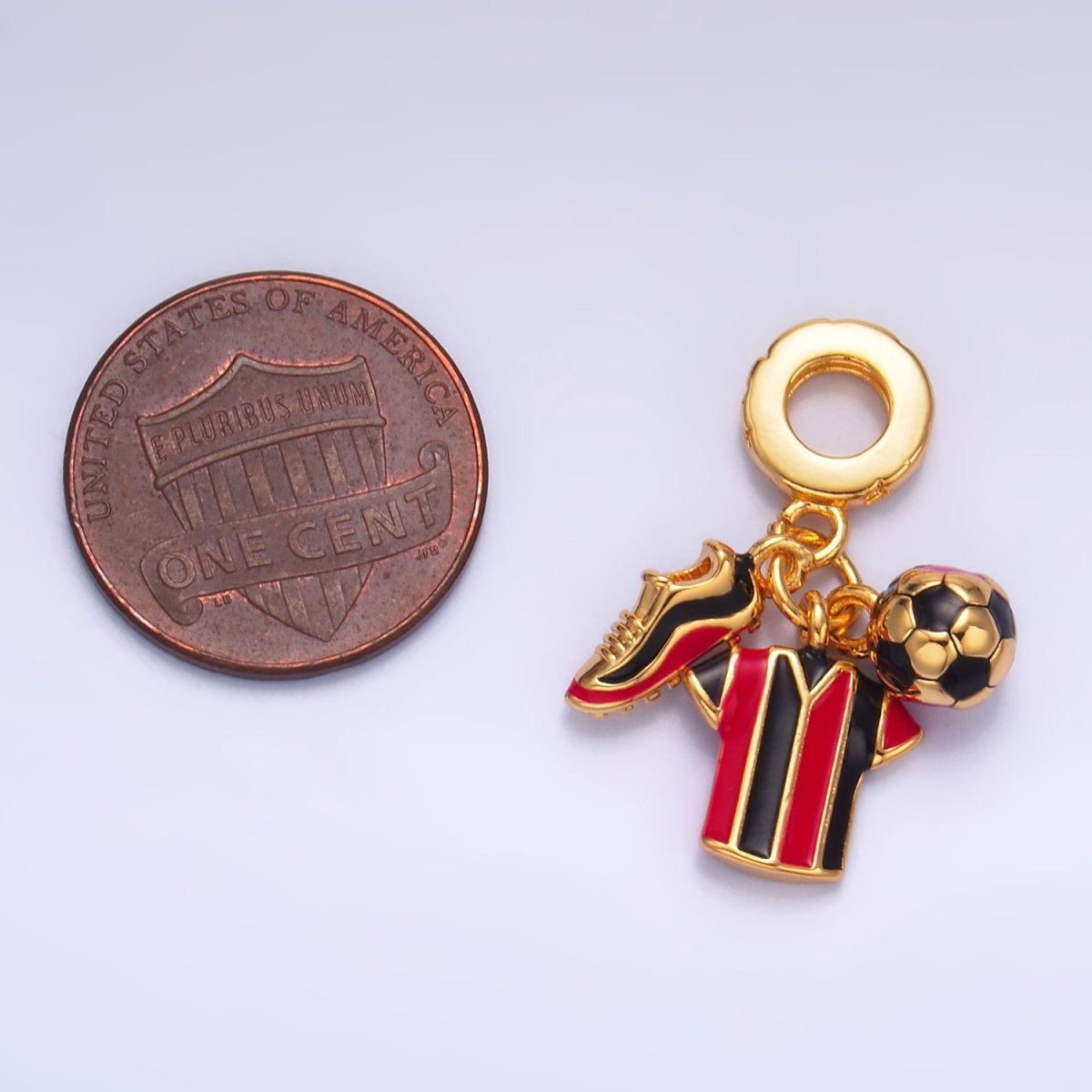 24K Gold Filled Sports Football Soccer Ball Referee Rhondelle Drop Pendant | W335 - DLUXCA