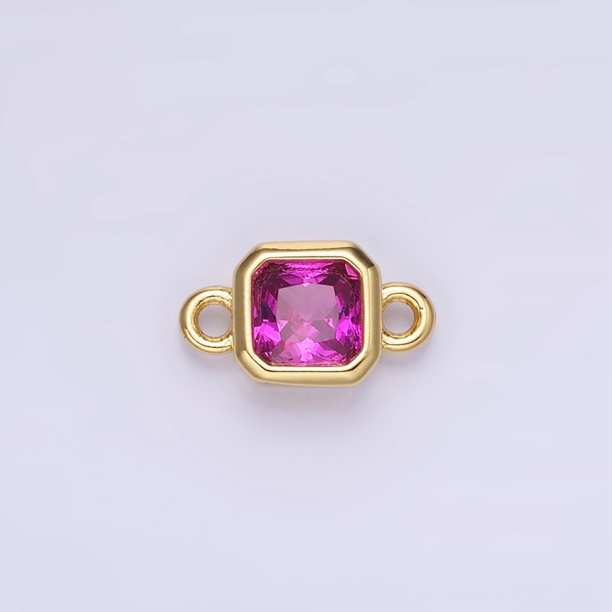 24K Gold Filled Square CZ Edged Bezel Connector in Gold & Silver | G472 - G483