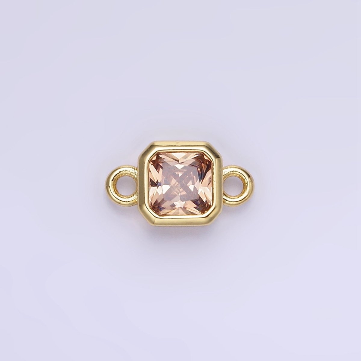 24K Gold Filled Square CZ Edged Bezel Connector in Gold & Silver | G472 - G483
