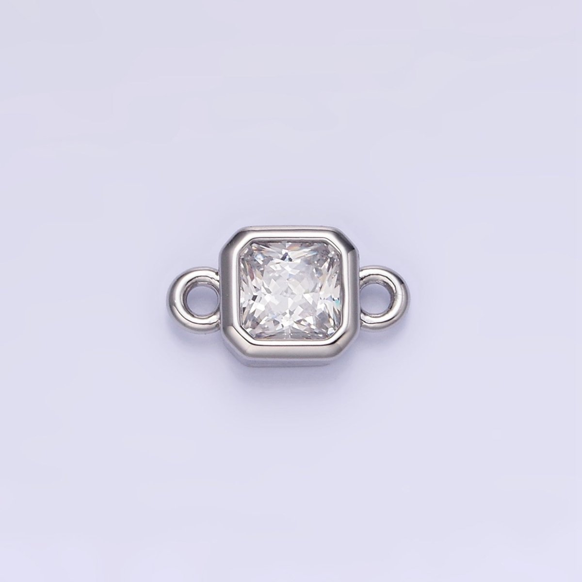 24K Gold Filled Square CZ Edged Bezel Connector in Gold & Silver | G472 - G483
