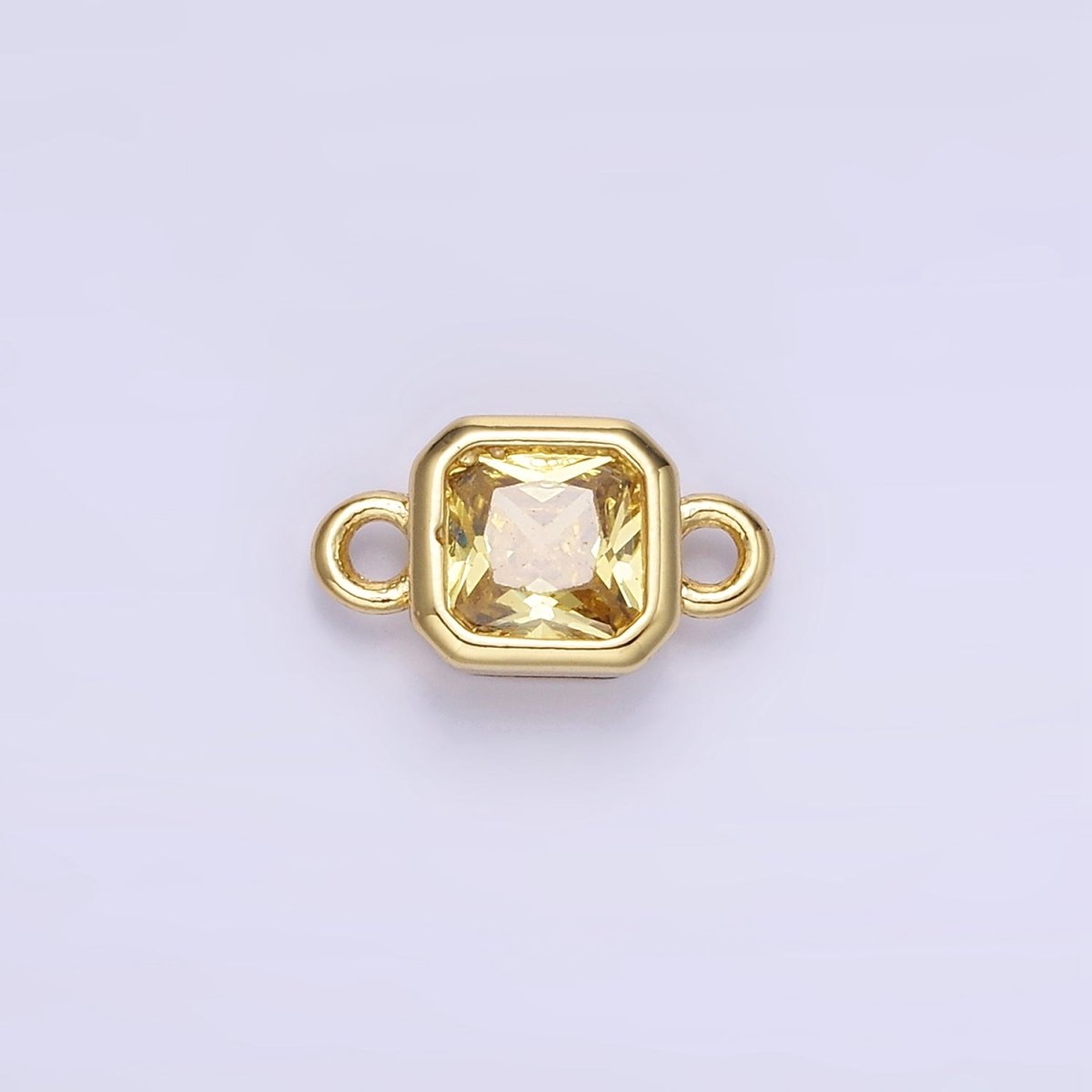 24K Gold Filled Square CZ Edged Bezel Connector in Gold & Silver | G472 - G483