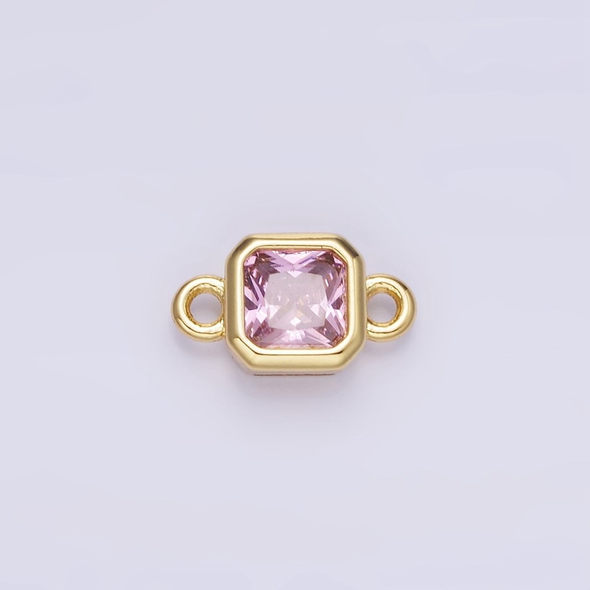 24K Gold Filled Square CZ Edged Bezel Connector in Gold & Silver | G472 - G483