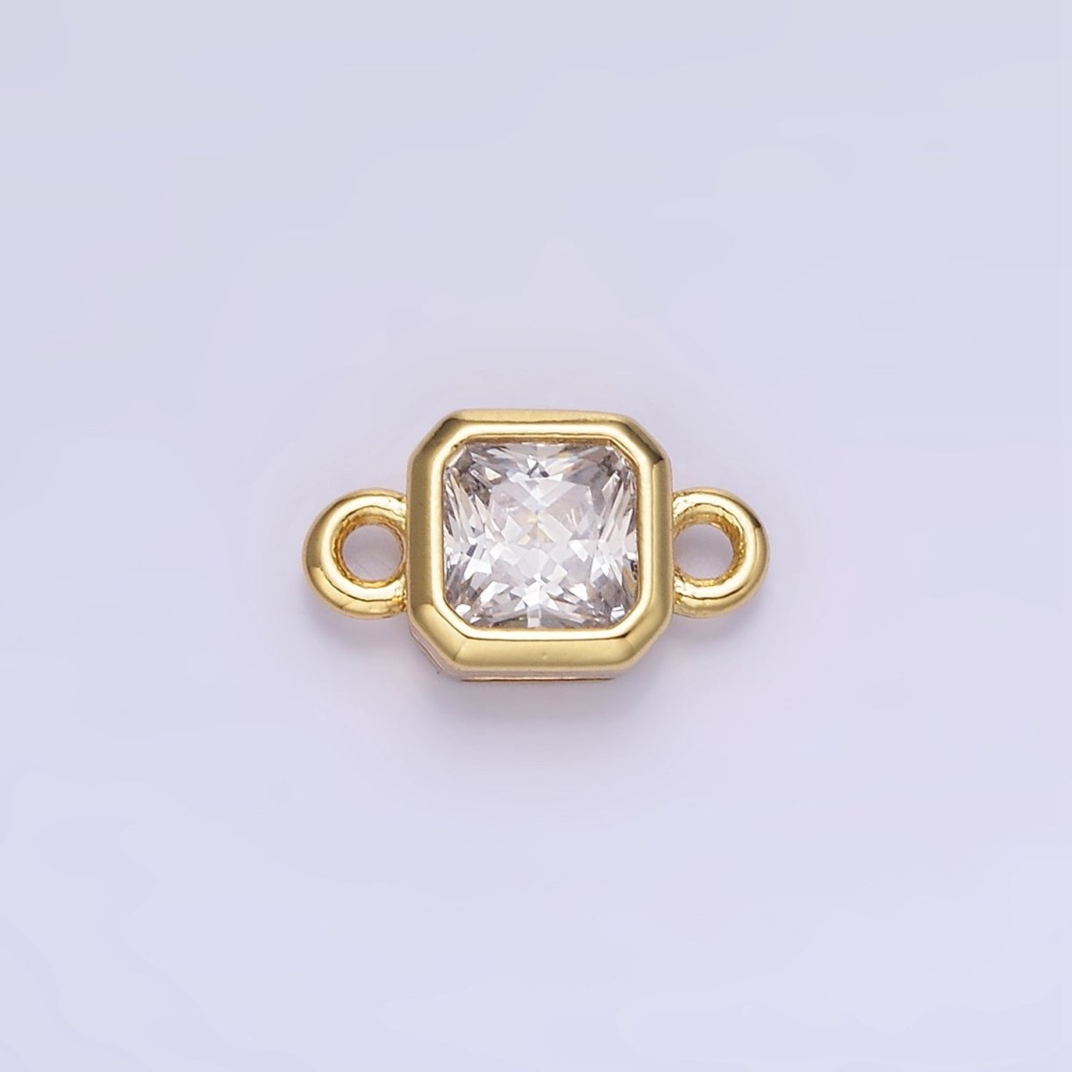 24K Gold Filled Square CZ Edged Bezel Connector in Gold & Silver | G472 - G483