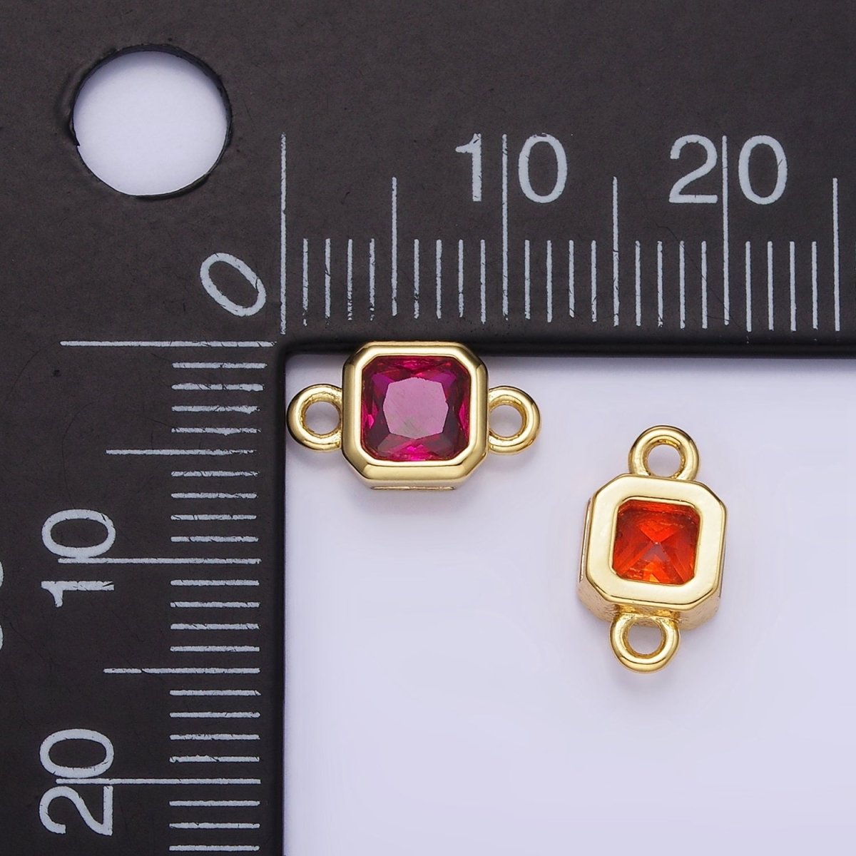 24K Gold Filled Square CZ Edged Bezel Connector in Gold & Silver | G472 - G483