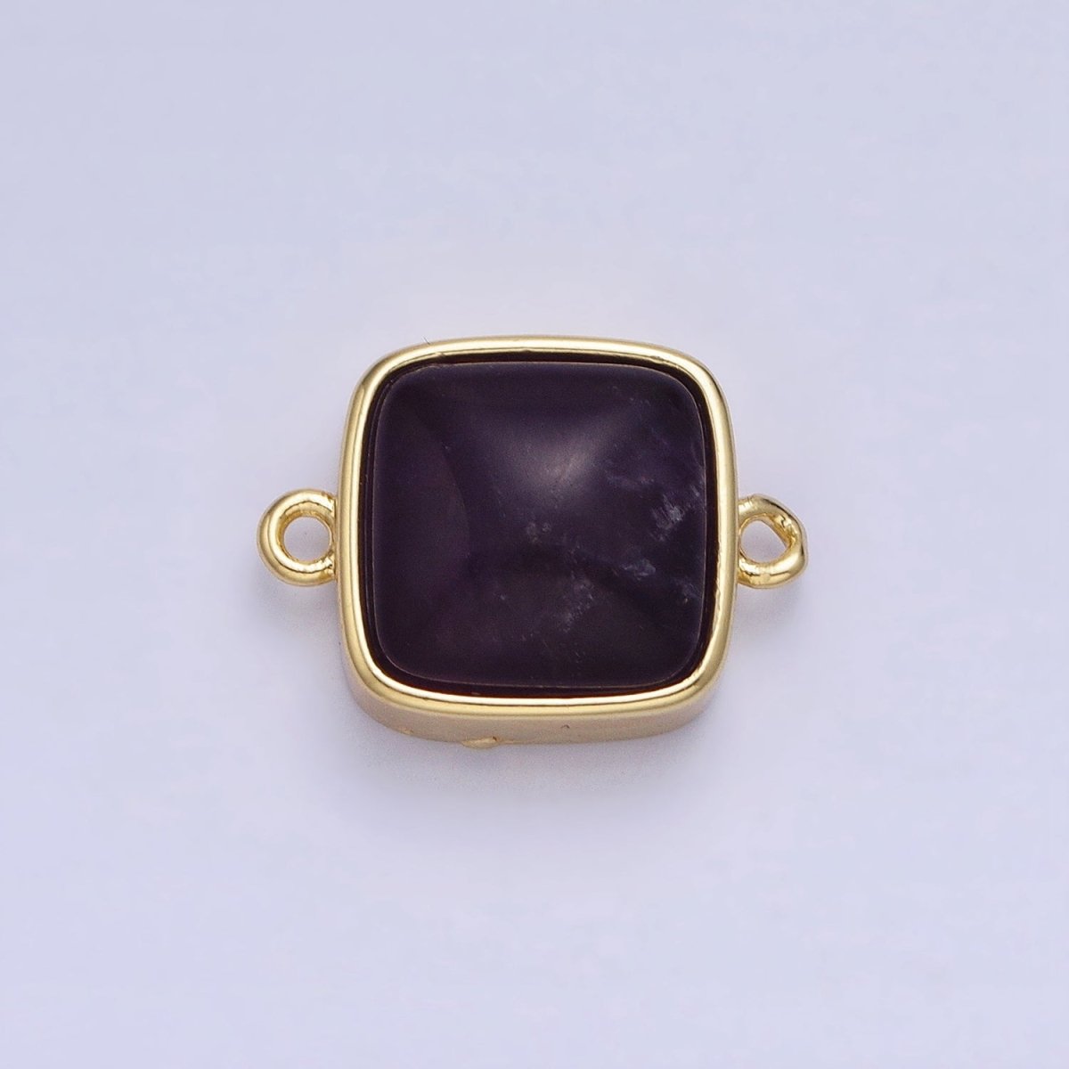 24K Gold Filled Square Labradorite, Blue Agate, Aventurine, Amethyst, Onyx, Rose Quartz, Moonstone, Tiger Eye Connector | AA937 - AA944