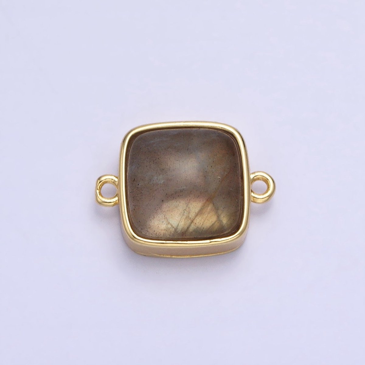 24K Gold Filled Square Labradorite, Blue Agate, Aventurine, Amethyst, Onyx, Rose Quartz, Moonstone, Tiger Eye Connector | AA937 - AA944