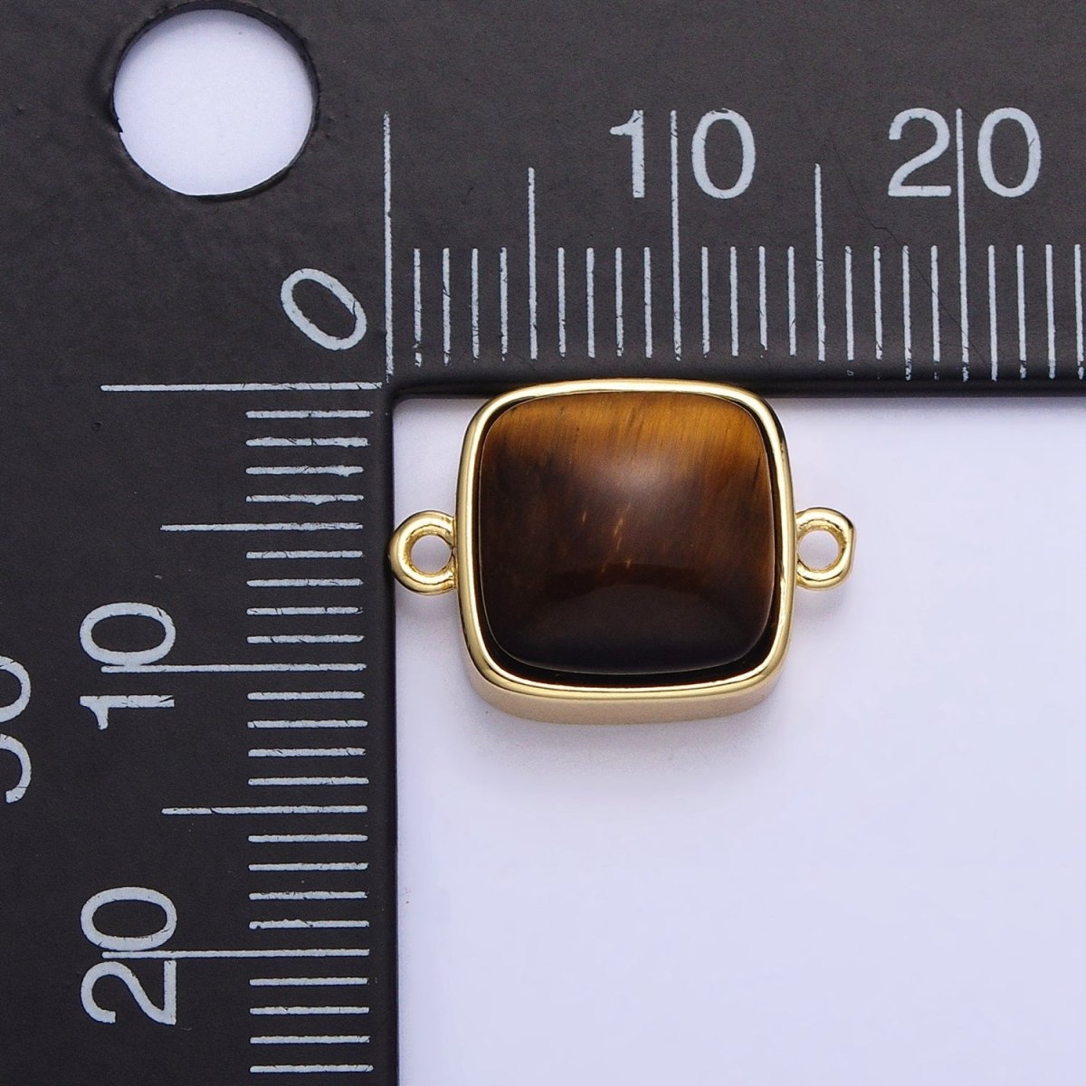 24K Gold Filled Square Labradorite, Blue Agate, Aventurine, Amethyst, Onyx, Rose Quartz, Moonstone, Tiger Eye Connector | AA937 - AA944