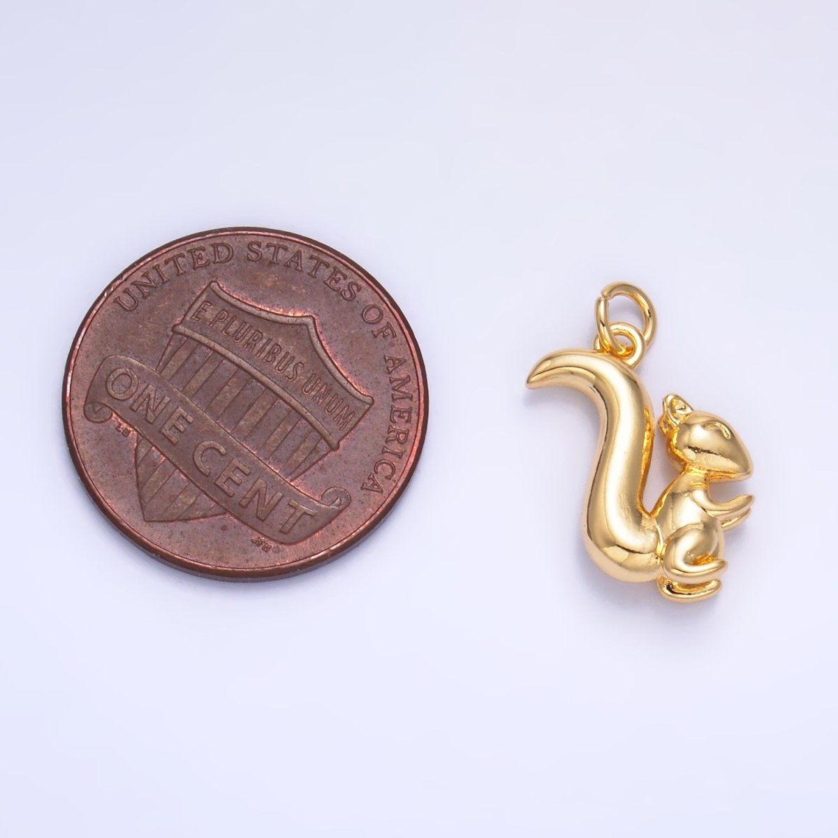 24K Gold Filled Squirrel Animal 3D Multidimensional Charm in Gold & Silver | W347