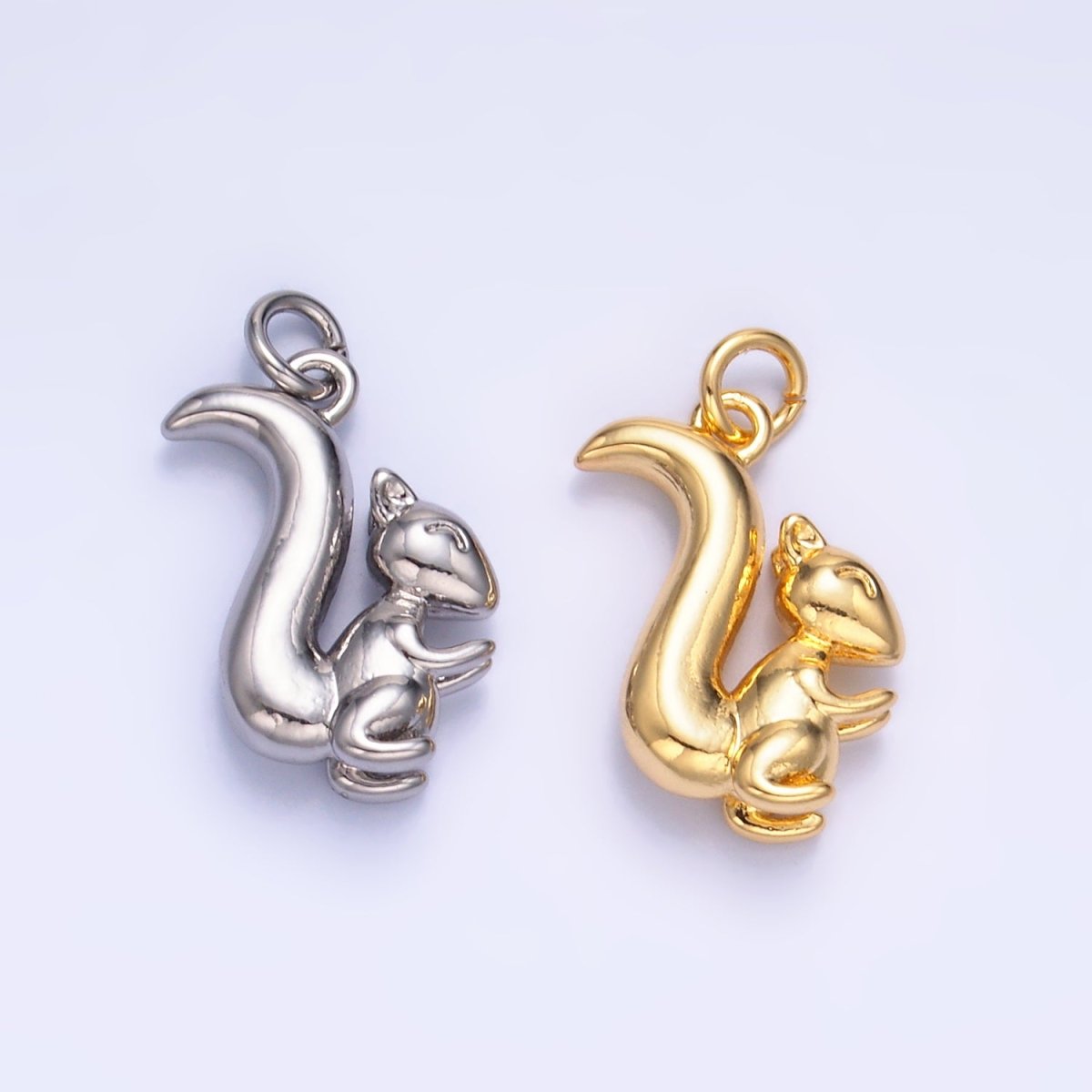 24K Gold Filled Squirrel Animal 3D Multidimensional Charm in Gold & Silver | W347