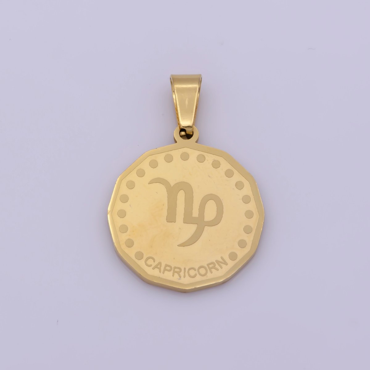 24K Gold Filled Stainless Steel Zodiac Horoscope Sign Gold Medallion Pendant | A-768-A-779 - DLUXCA