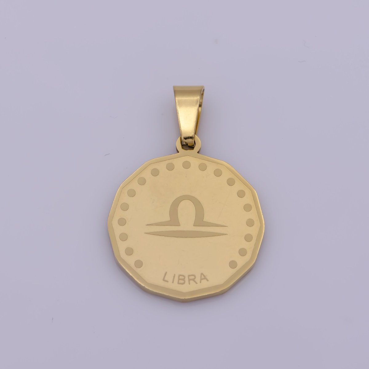 24K Gold Filled Stainless Steel Zodiac Horoscope Sign Gold Medallion Pendant | A-768-A-779 - DLUXCA