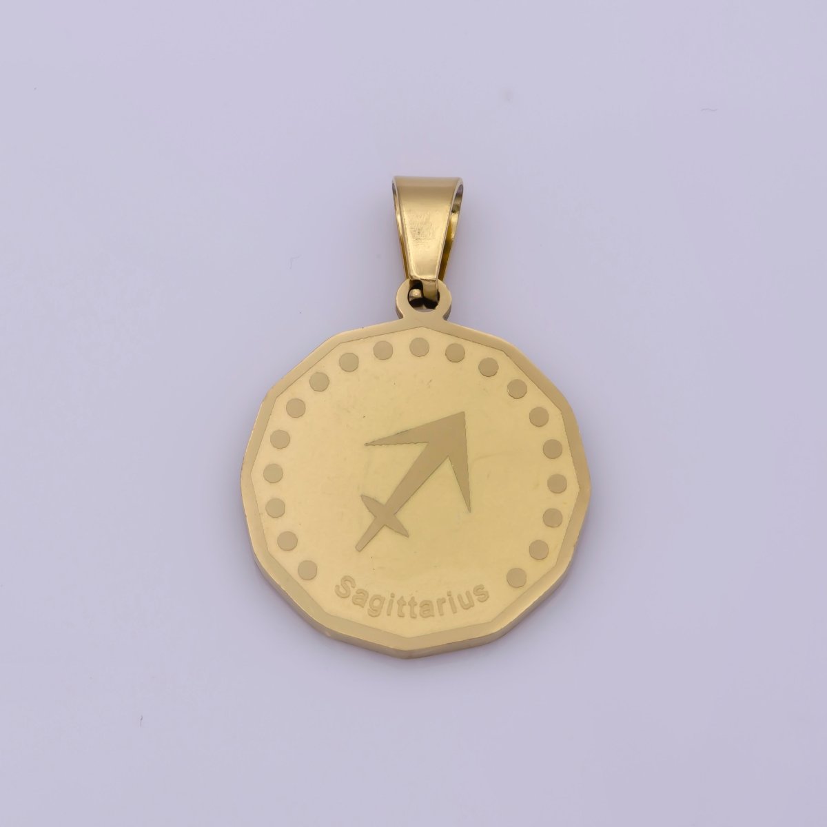 24K Gold Filled Stainless Steel Zodiac Horoscope Sign Gold Medallion Pendant | A-768-A-779 - DLUXCA