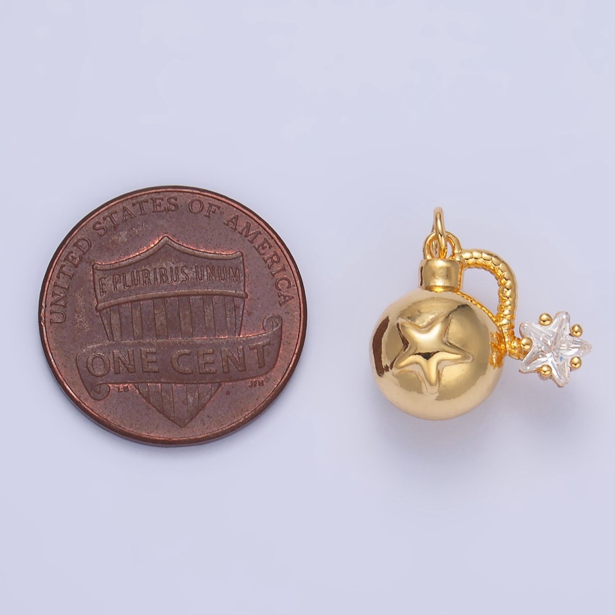 24K Gold Filled Star CZ Explosion Multidimensional 3D Charm in Gold & Silver | W137