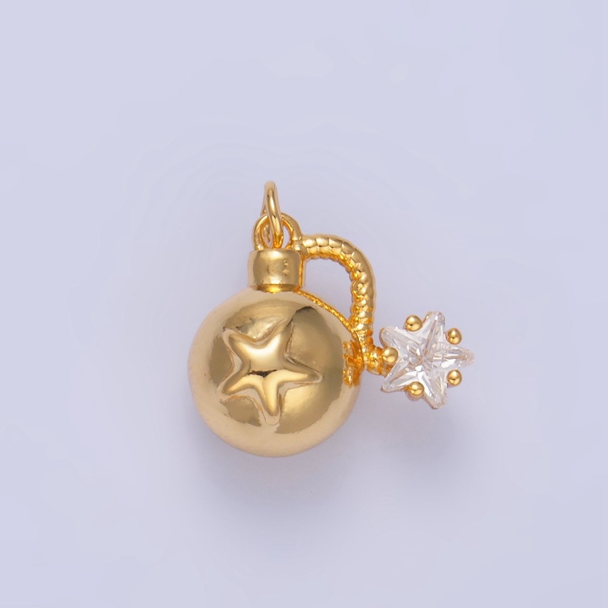 24K Gold Filled Star CZ Explosion Multidimensional 3D Charm in Gold & Silver | W137