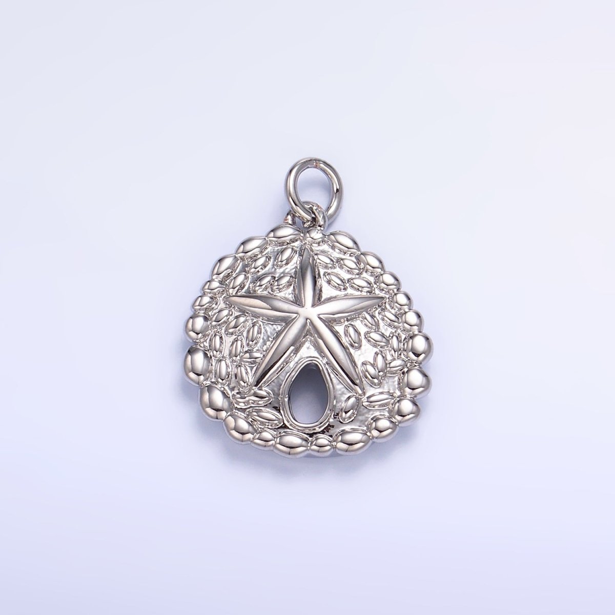 24K Gold Filled Starfish Sea Animal Dotted Textured Open Round Charm in Gold & Silver | W426