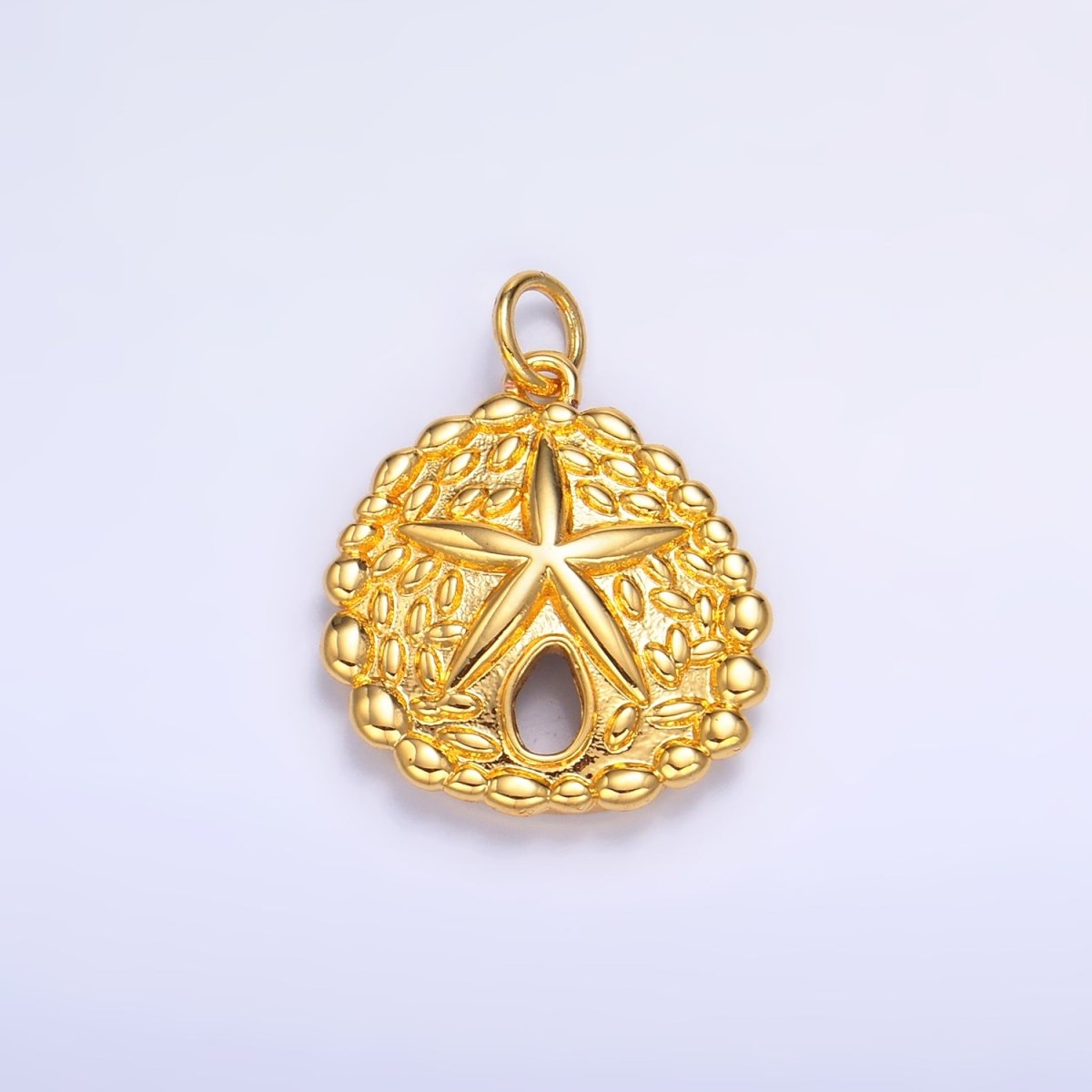 24K Gold Filled Starfish Sea Animal Dotted Textured Open Round Charm in Gold & Silver | W426