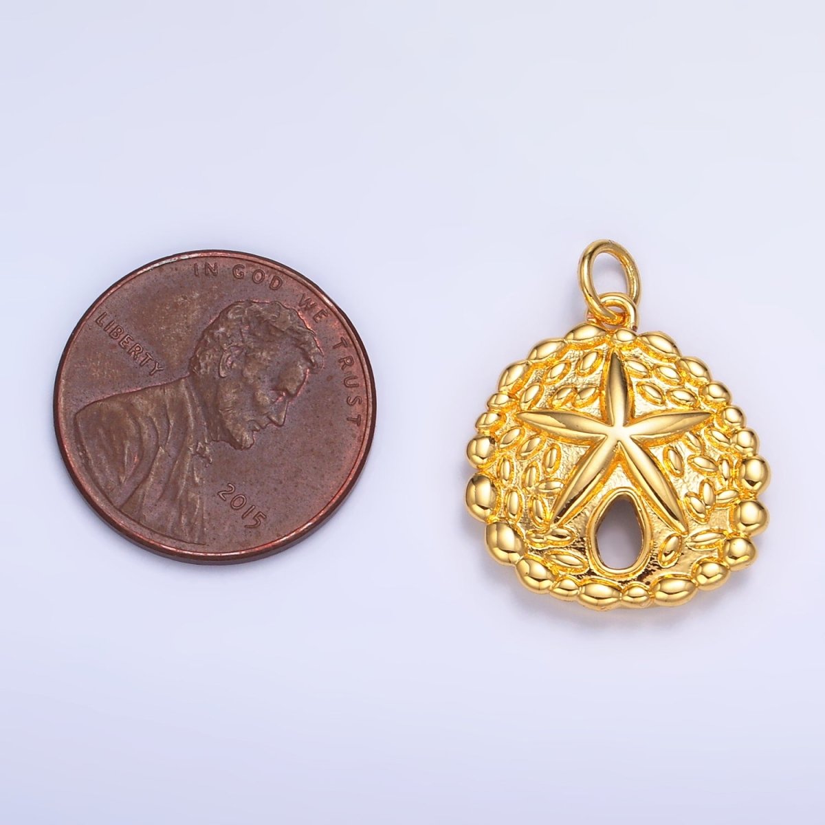 24K Gold Filled Starfish Sea Animal Dotted Textured Open Round Charm in Gold & Silver | W426