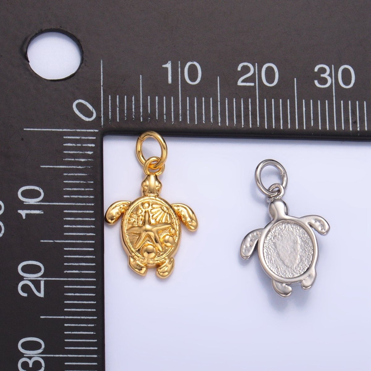 24K Gold Filled Starfish Turtle Sea Animal Charm in Gold & Silver | AG886