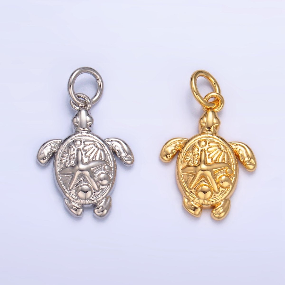 24K Gold Filled Starfish Turtle Sea Animal Charm in Gold & Silver | AG886
