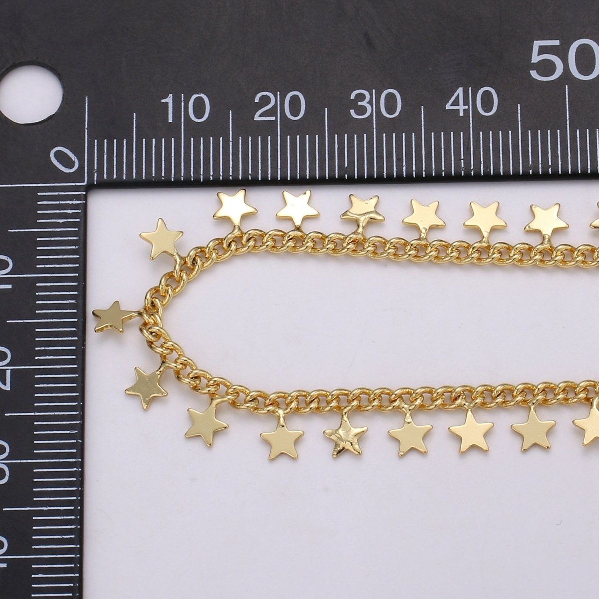 24K Gold Filled Stars Charmed Chain By Yard, Wholesale Twisted Curb Chain, Unfinished CURB DESIGNED Chain For Jewelry Making | ROLL-353 Clearance Pricing
