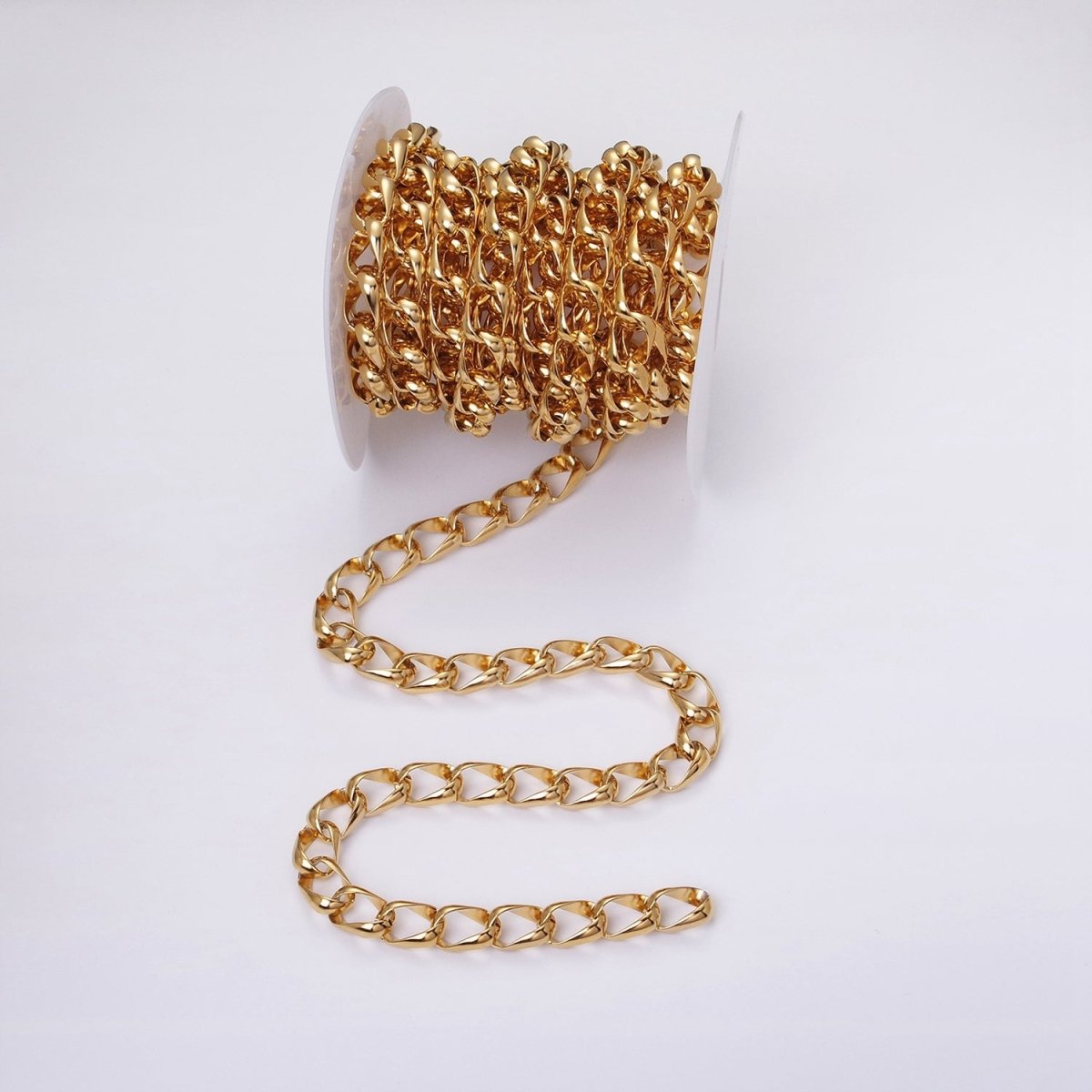 24k Gold Filled Statement Chunky Chain 10.7mm Cable Chain Link Unfinished Yard Chain in Gold & Silver | ROLL-1324 ROLL-1325 Clearance Pricing