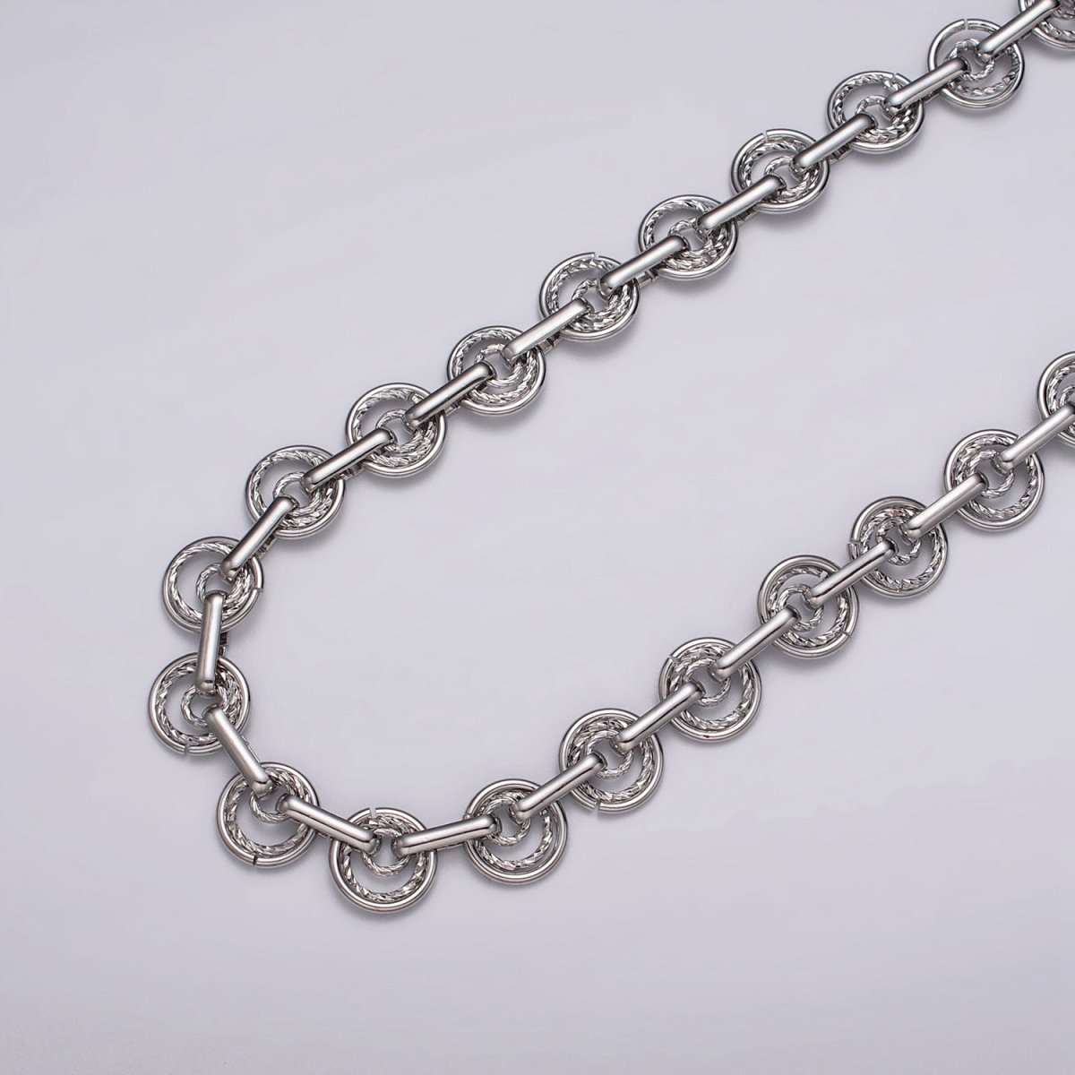 24k Gold Filled Statement Designed Textured Round Rolo Unfinished Statement Chain in Gold & Silver | ROLL-1135, ROLL-1136 Clearance Pricing