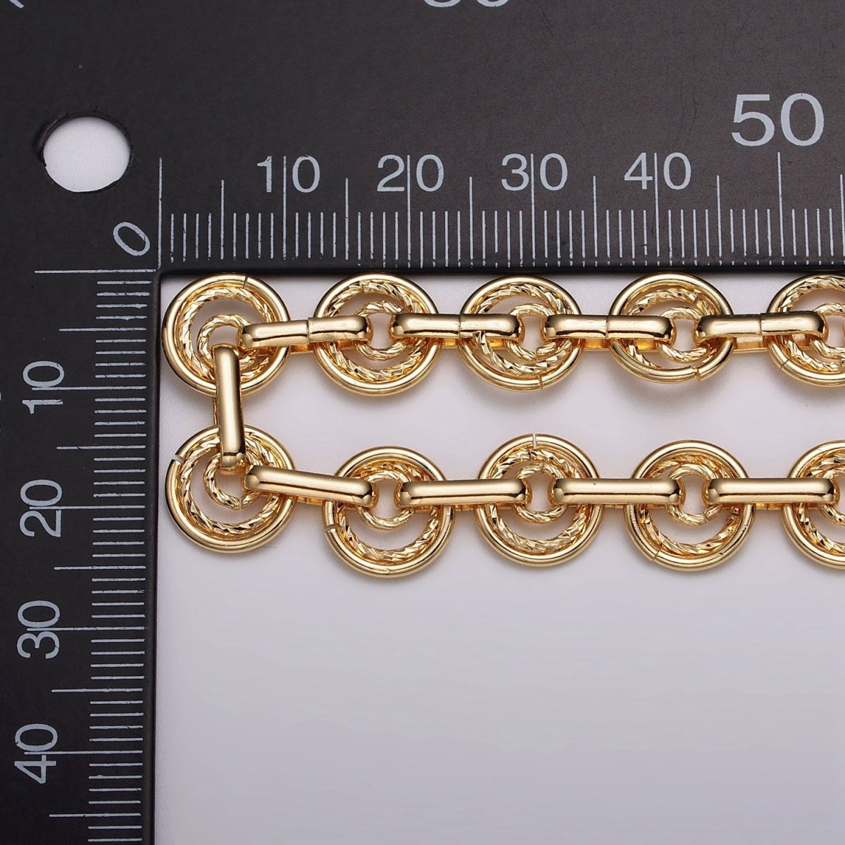 24k Gold Filled Statement Designed Textured Round Rolo Unfinished Statement Chain in Gold & Silver | ROLL-1135, ROLL-1136 Clearance Pricing