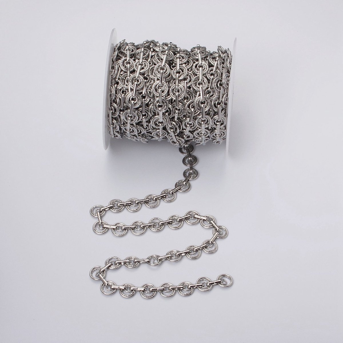 24k Gold Filled Statement Designed Textured Round Rolo Unfinished Statement Chain in Gold & Silver | ROLL-1135, ROLL-1136 Clearance Pricing