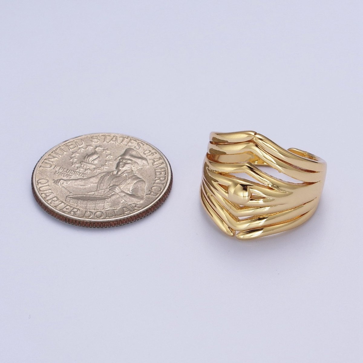 24K Gold Filled Statement Multiple Band Geometric Ring | O-069