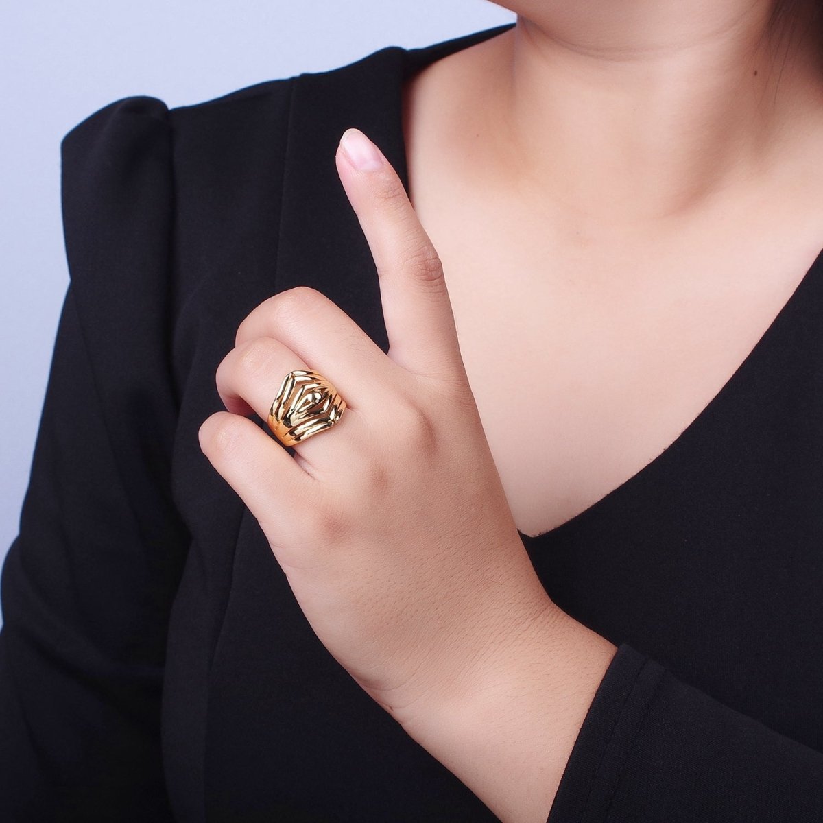 24K Gold Filled Statement Multiple Band Geometric Ring | O-069