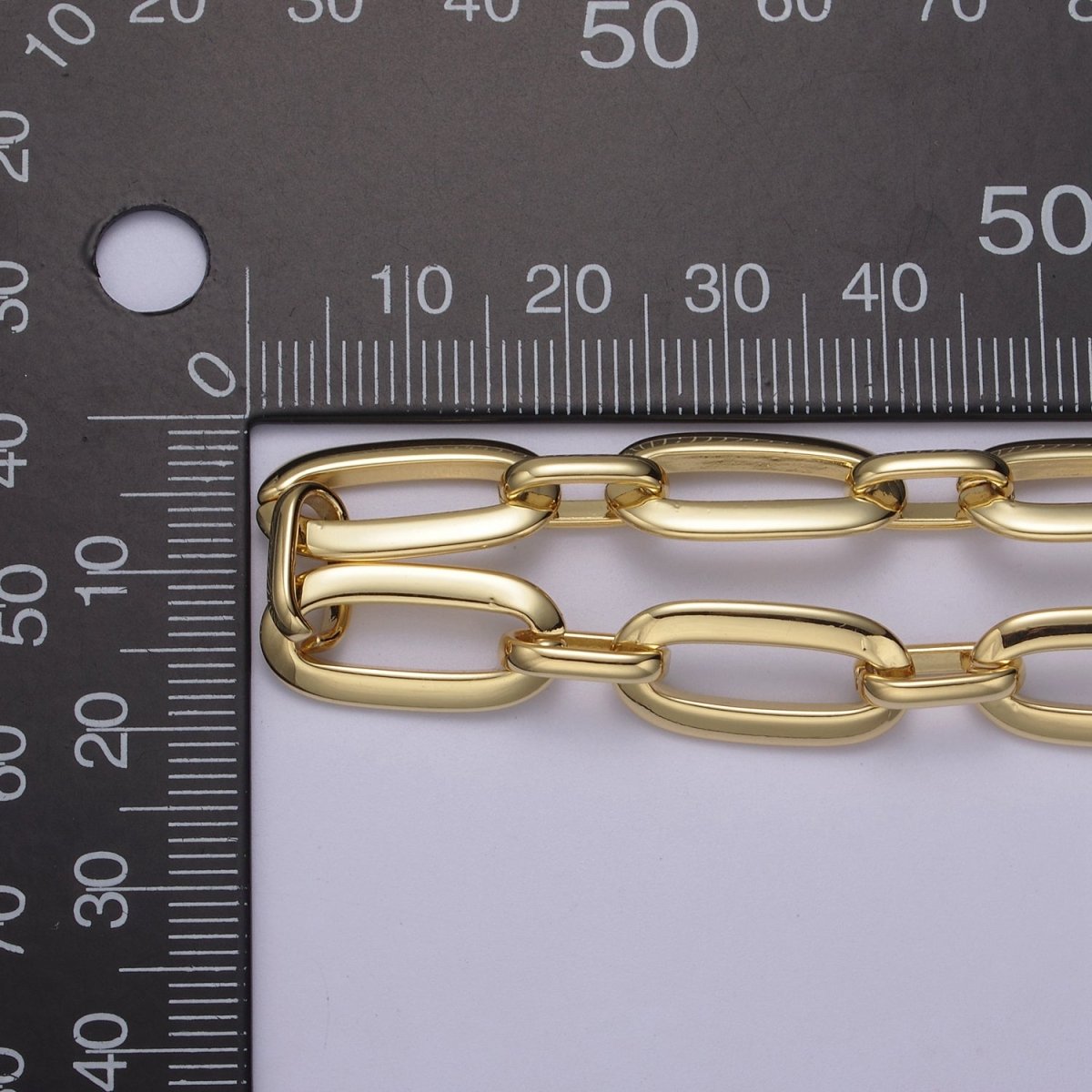 24K Gold Filled Statement Oval PaperClip Cable Chain By yard For Jewelry Making | ROLL-697 Clearance Pricing - DLUXCA