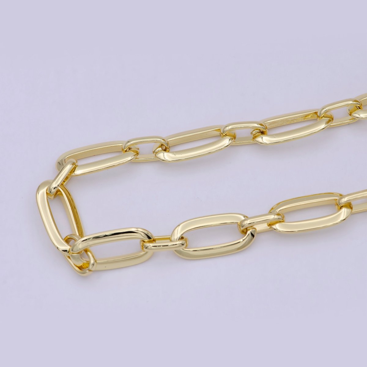 24K Gold Filled Statement Oval PaperClip Cable Chain By yard For Jewelry Making | ROLL-697 Clearance Pricing - DLUXCA