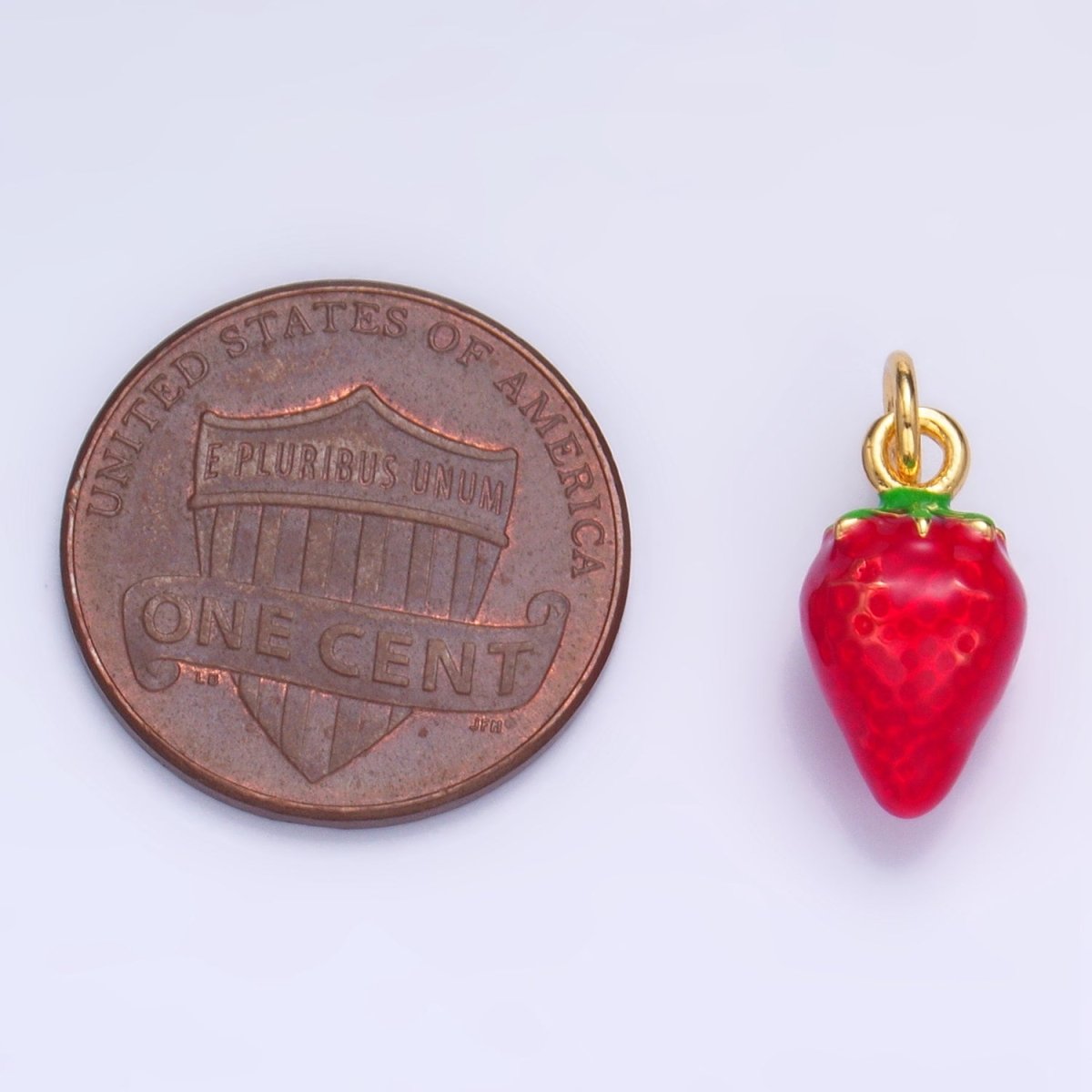 24K Gold Filled Strawberry Fruit Enamel Charm | W005 - DLUXCA