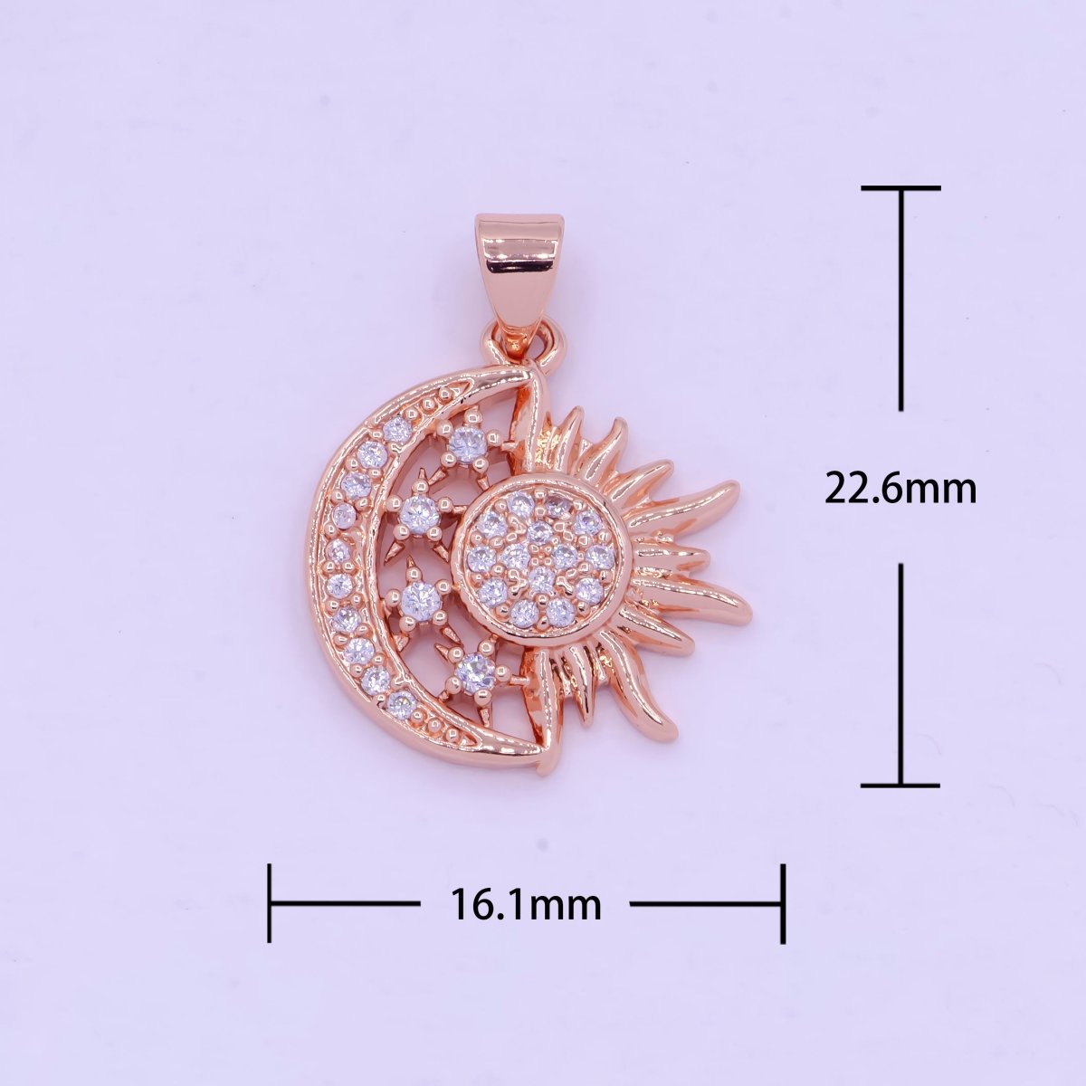 24K Gold Filled Sun and Moon Charm- Micro Pave Celestial Sunshine Charm, Crescent Moon, Sun ray Pendant for Necklace Earring Supply I-912 X-457 X-459
