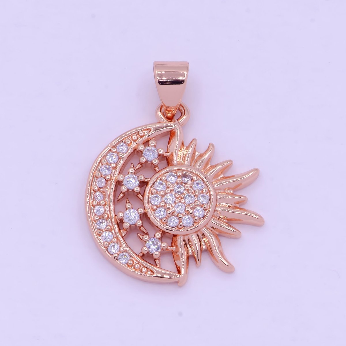 24K Gold Filled Sun and Moon Charm- Micro Pave Celestial Sunshine Charm, Crescent Moon, Sun ray Pendant for Necklace Earring Supply I-912 X-457 X-459