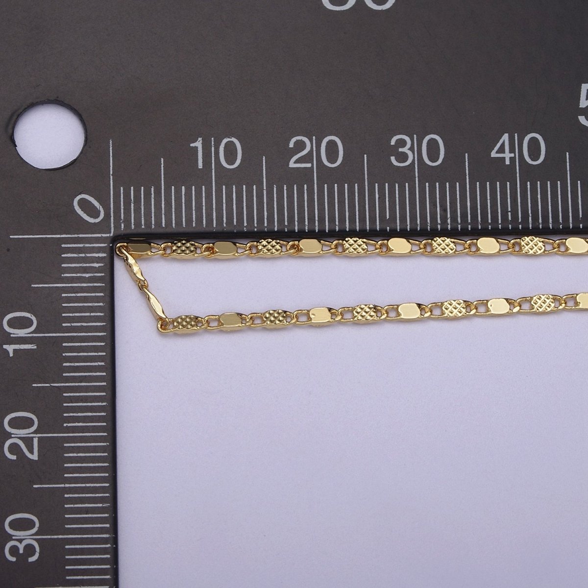 24K Gold Filled Sunburst Flat Bar Unique Chain by Yard, Dainty 1.7mm Wholesale Chain in Silver & Gold For Jewelry Making Supply Component | ROLL-638 ROLL-637