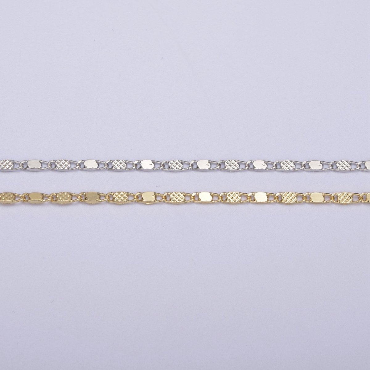 24K Gold Filled Sunburst Flat Bar Unique Chain by Yard, Dainty 1.7mm Wholesale Chain in Silver & Gold For Jewelry Making Supply Component | ROLL-638 ROLL-637