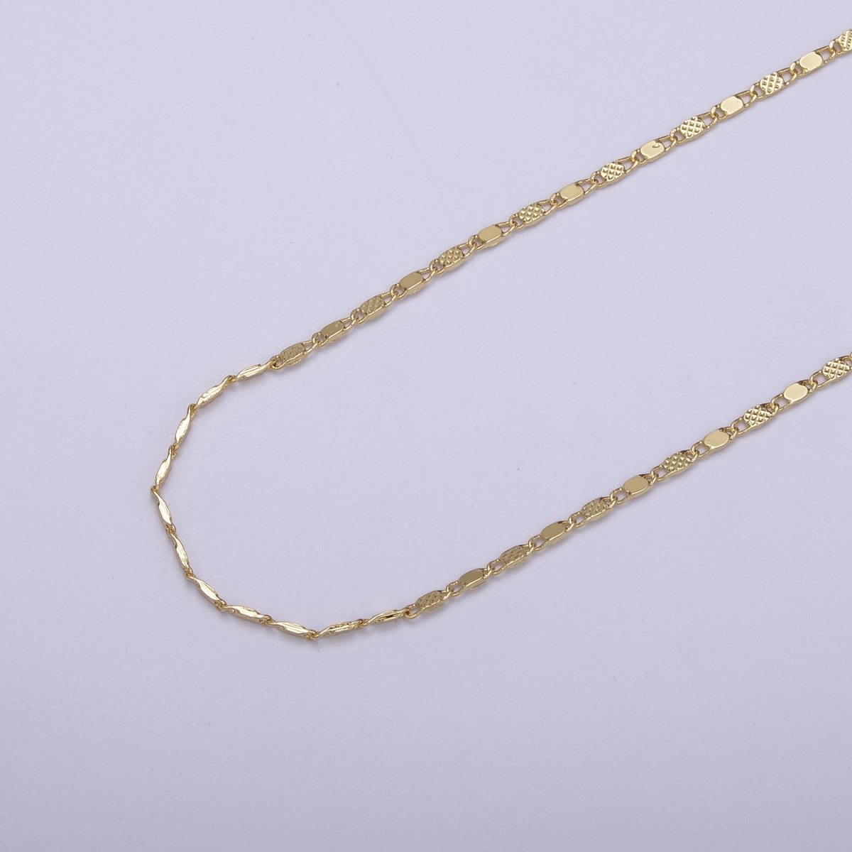 24K Gold Filled Sunburst Flat Bar Unique Chain by Yard, Dainty 1.7mm Wholesale Chain in Silver & Gold For Jewelry Making Supply Component | ROLL-638 ROLL-637