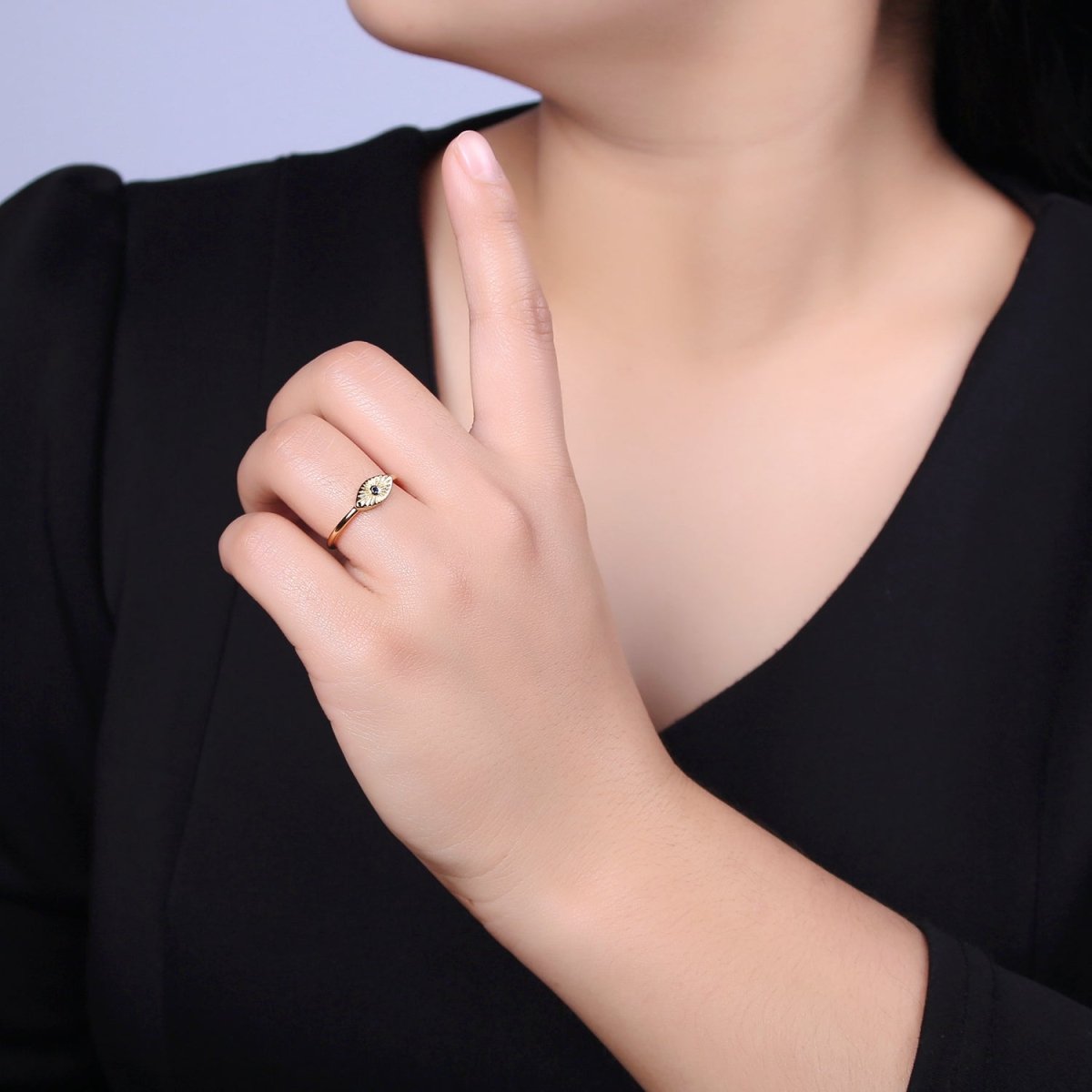 24K Gold Filled Sunburst Flower Adjustable Ring with Green Fuchsia Pink Black Blue Crystal Zirconia CZ | U-413-U-416