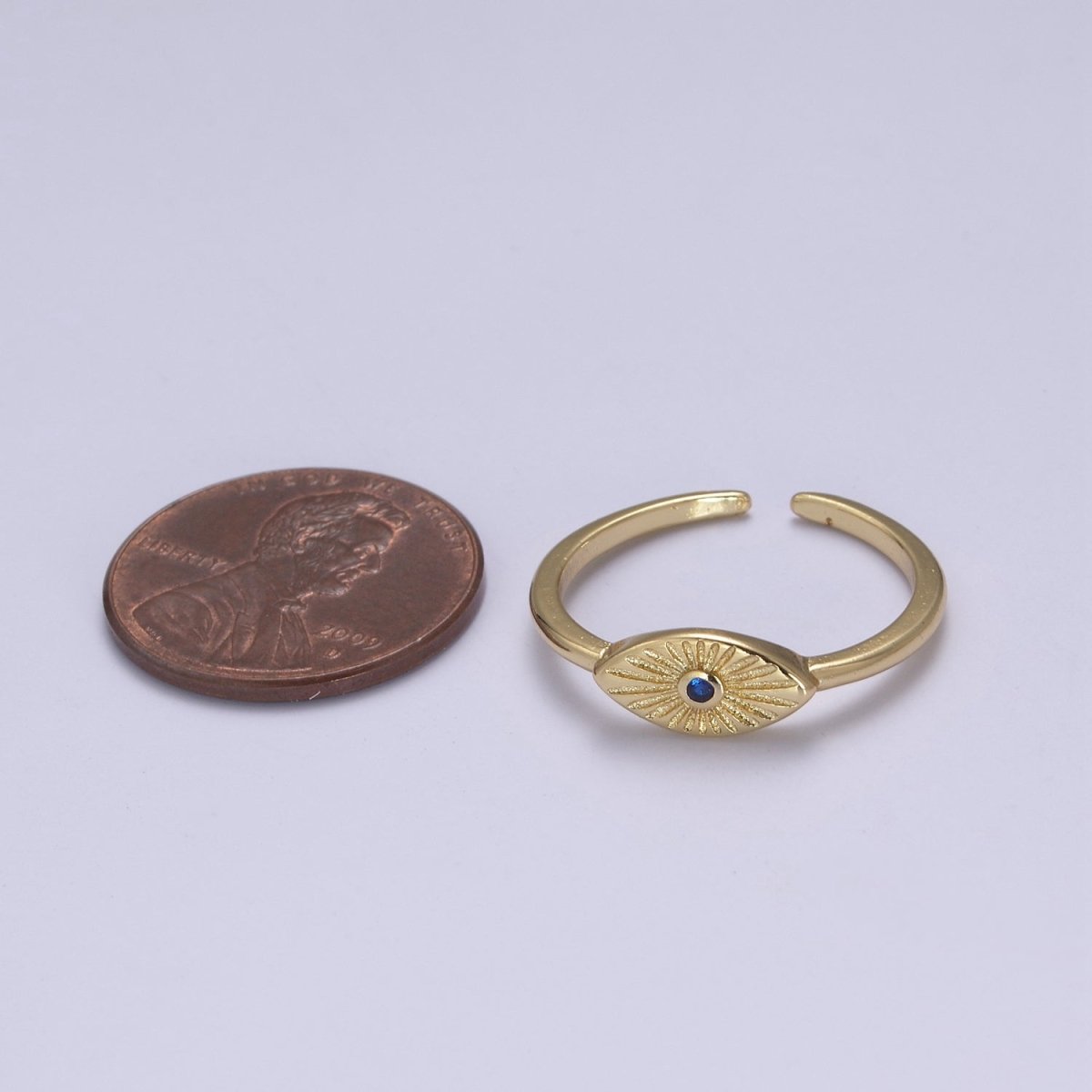 24K Gold Filled Sunburst Flower Adjustable Ring with Green Fuchsia Pink Black Blue Crystal Zirconia CZ | U-413-U-416