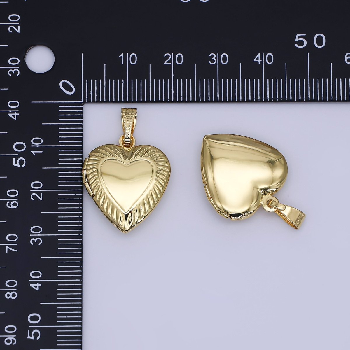 24K Gold Filled Sunburst Heart Locket Pendant for Photo Charm | AH490 - DLUXCA