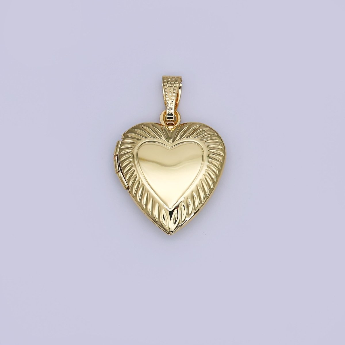 24K Gold Filled Sunburst Heart Locket Pendant for Photo Charm | AH490 - DLUXCA