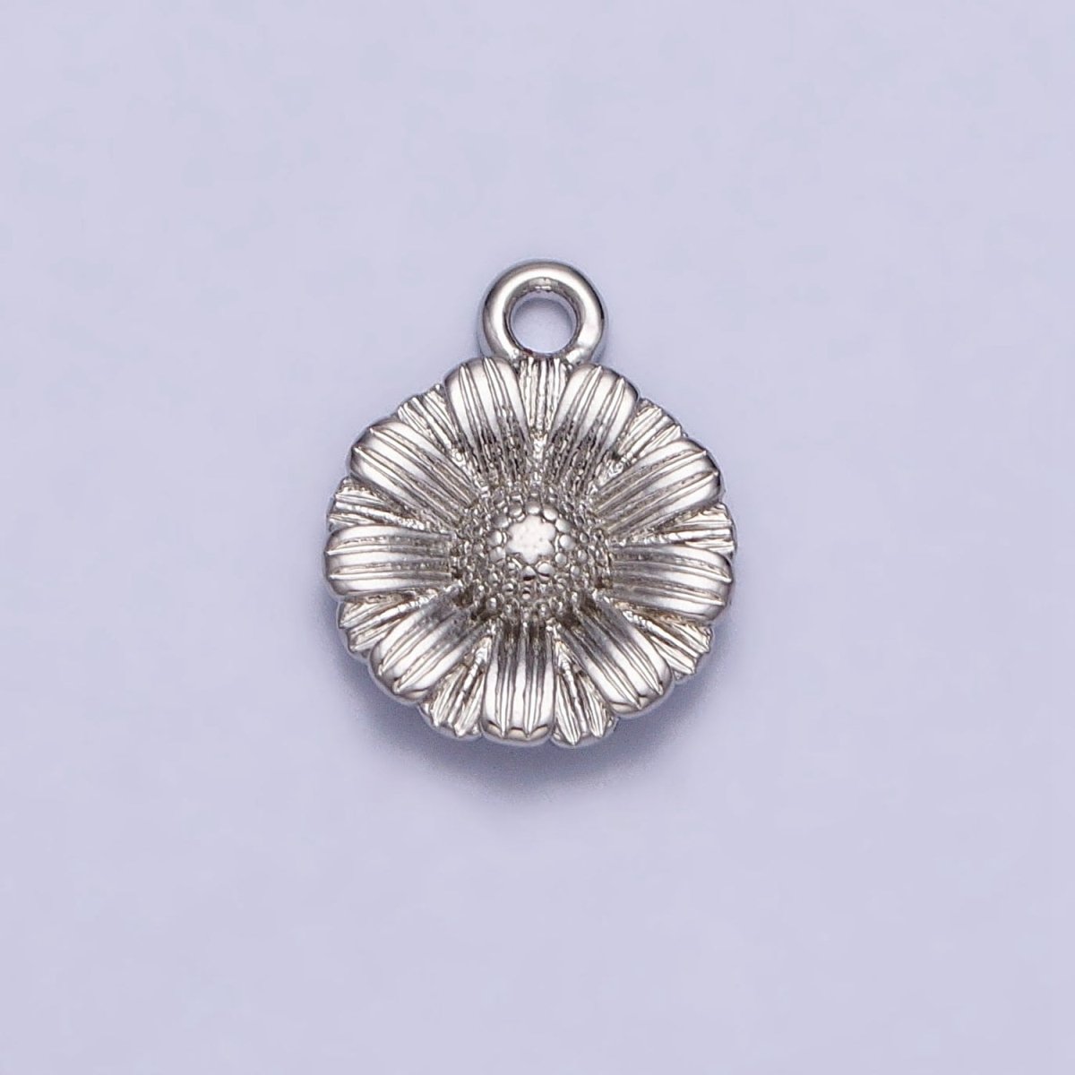 24K Gold Filled Sunflower Nature Line-Textured Round Add-On Charm in Gold & Silver | AC339 AC340