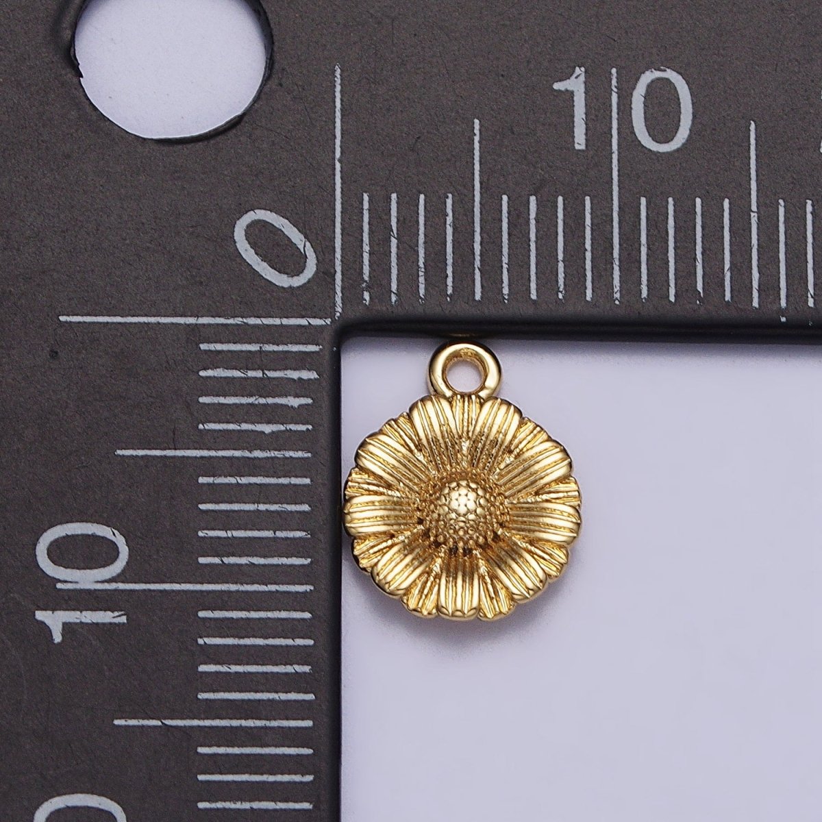 24K Gold Filled Sunflower Nature Line-Textured Round Add-On Charm in Gold & Silver | AC339 AC340