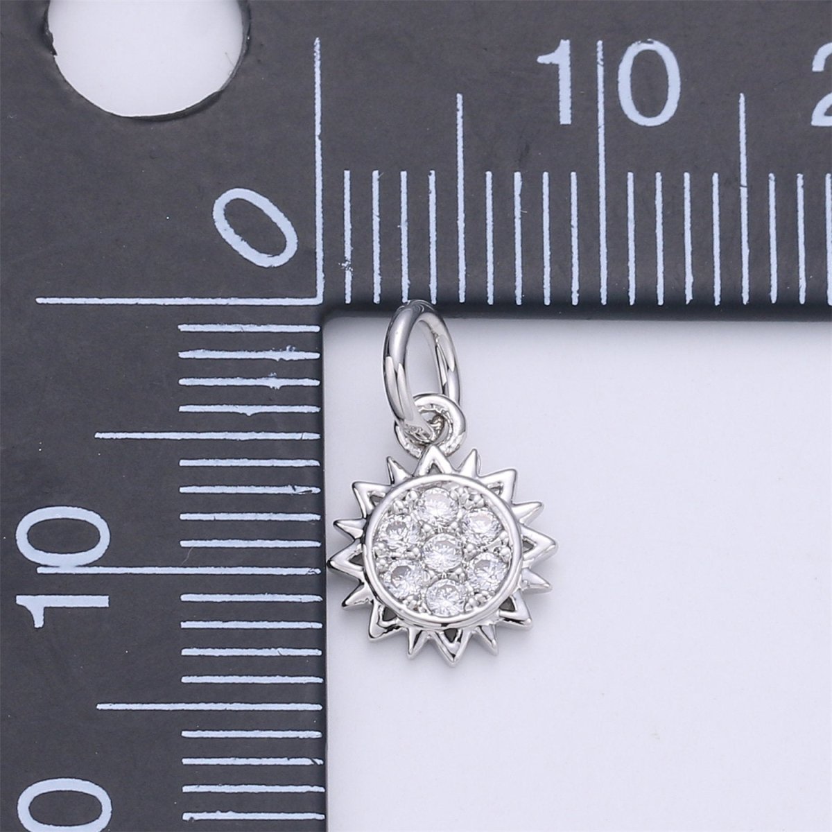 24K Gold Filled Sunflower Sun Flower Charm with Micro Pave Cubic Zirconia CZ Stone for Necklace Bracelet or Earrings, C-894