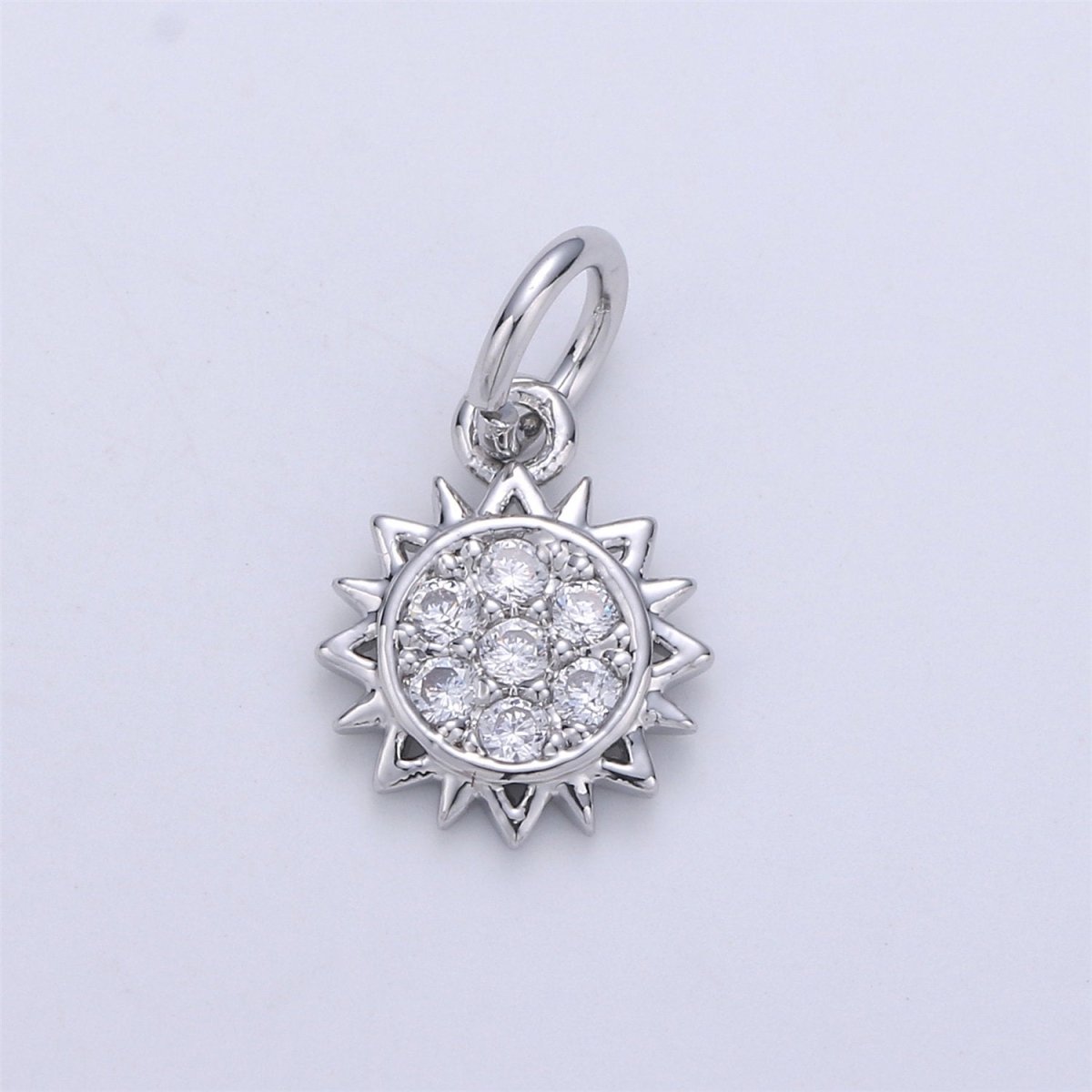 24K Gold Filled Sunflower Sun Flower Charm with Micro Pave Cubic Zirconia CZ Stone for Necklace Bracelet or Earrings, C-894