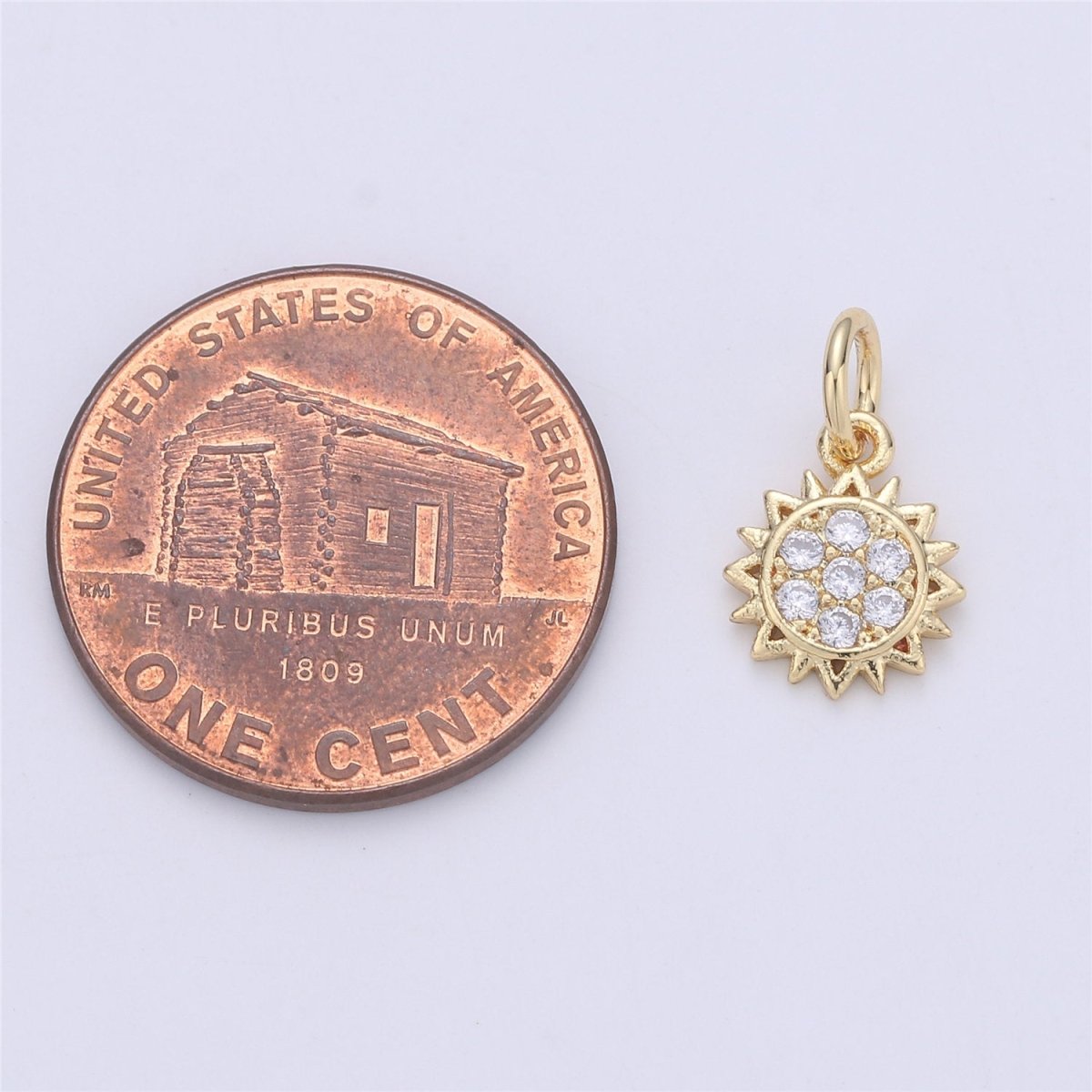 24K Gold Filled Sunflower Sun Flower Charm with Micro Pave Cubic Zirconia CZ Stone for Necklace Bracelet or Earrings, C-894